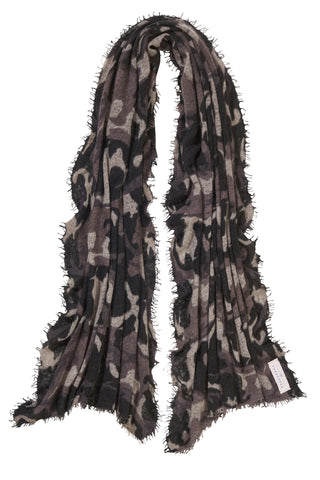 Kaschmirschal Camo Grey Black – bedruckt, 100 % Cashmere | PURSCHOEN