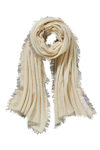 Kaschmirschal Natural Fransen Grey – einfarbig, 100 % Cashmere | PURSCHOEN