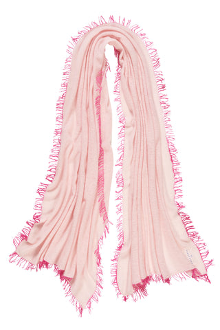 Kaschmirschal Puder Rose Fransen Pink – einfarbig, 100 % Cashmere | PURSCHOEN