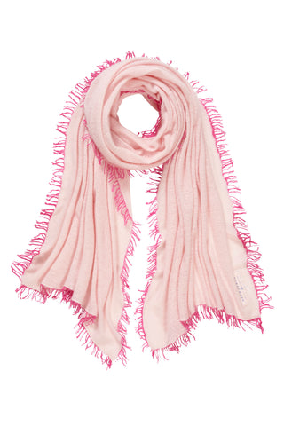 Kaschmirschal Puder Rose Fransen Pink – einfarbig, 100 % Cashmere | PURSCHOEN