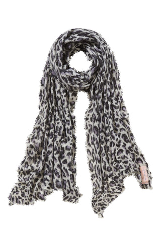 Kaschmirschal Leo Black Grey – bedruckt, 100 % Cashmere | PURSCHOEN
