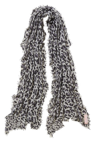 Kaschmirschal Leo Black Grey – bedruckt, 100 % Cashmere | PURSCHOEN