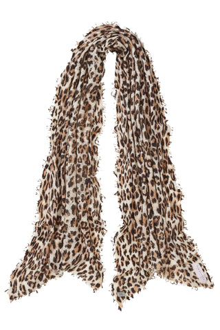 Kaschmirschal Leo Beige Schoko – bedruckt, 100 % Cashmere | PURSCHOEN