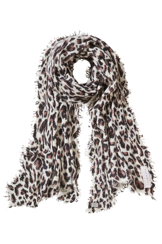 Kaschmirschal Leo 2 Natural Nougat – bedruckt, 100 % Cashmere | PURSCHOEN