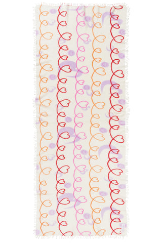 Kaschmirschal Herzandsmiley Weiss Pink – bedruckt, 100 % Cashmere | PURSCHOEN