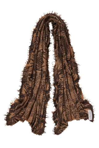 Kaschmirschal Crazy Animal Testa Camel II – bedruckt, 100 % Cashmere | PURSCHOEN