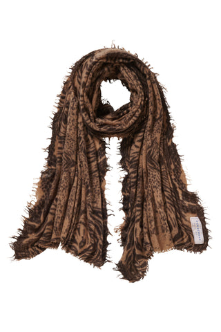 Kaschmirschal Crazy Animal Testa Camel II – bedruckt, 100 % Cashmere | PURSCHOEN