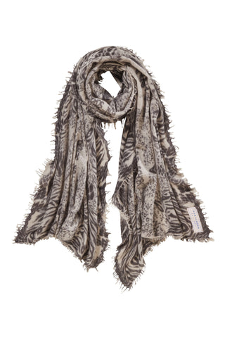 Kaschmirschal Crazy Animal Stone Grey Stone II – bedruckt, 100 % Cashmere | PURSCHOEN