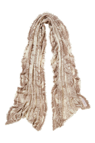 Kaschmirschal Crazy Animal Nougat Natural – bedruckt, 100 % Cashmere | PURSCHOEN