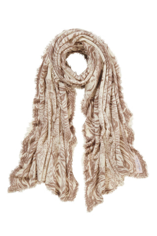 Kaschmirschal Crazy Animal Nougat Natural – bedruckt, 100 % Cashmere | PURSCHOEN