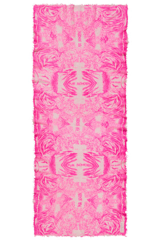 Kaschmirschal Crazy Animal Neon Pink Rose – bedruckt, 100 % Cashmere | PURSCHOEN