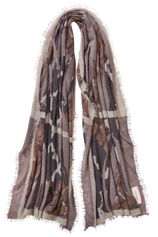 Kaschmirschal Feuervogel Stone II Asphalt – bedruckt, 100 % Cashmere | PURSCHOEN