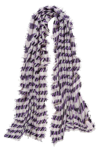 Kaschmirschal La Pepita Flieder Natural – bedruckt, 100 % Cashmere | PURSCHOEN