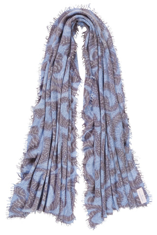 Kaschmirschal Sprinkle Eisblau Dark – bedruckt, 100 % Cashmere | PURSCHOEN