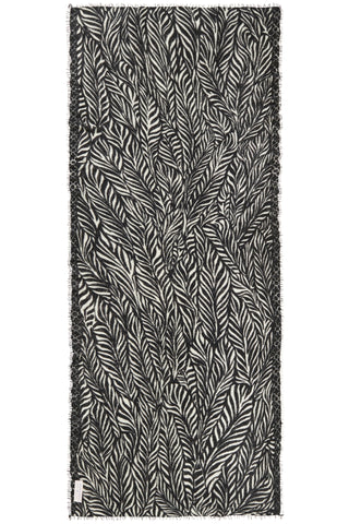 Kaschmirschal Leafgarden Black Natural – bedruckt, 100 % Cashmere | PURSCHOEN