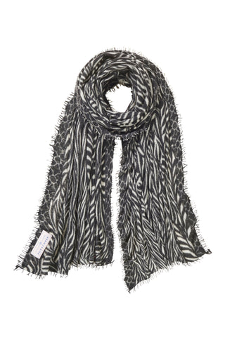 Kaschmirschal Leafgarden Black Natural – bedruckt, 100 % Cashmere | PURSCHOEN