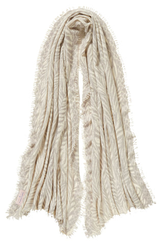 Kaschmirschal Leafgarden Stone II Natural – bedruckt, 100 % Cashmere | PURSCHOEN