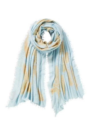 Kaschmirschal Garden of Nepal Bleu – bedruckt, 100 % Cashmere | PURSCHOEN