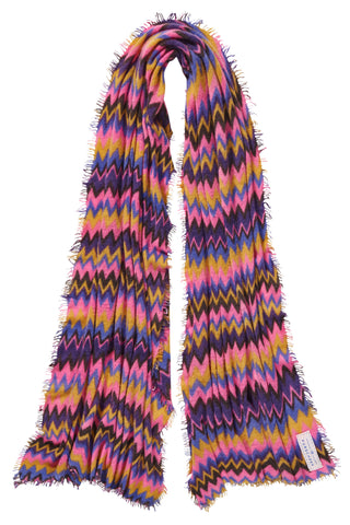 Kaschmirschal Chevron Blackberry Rose – bedruckt, 100 % Cashmere | PURSCHOEN
