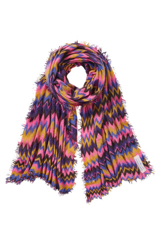 Kaschmirschal Chevron Blackberry Rose – bedruckt, 100 % Cashmere | PURSCHOEN
