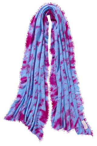 Kaschmirschal Eisregen Skyblue – bedruckt, 100 % Cashmere | PURSCHOEN