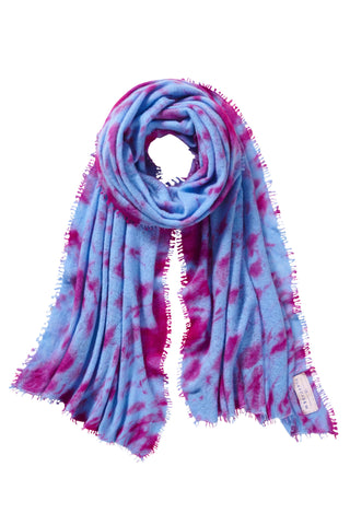Kaschmirschal Eisregen Skyblue – bedruckt, 100 % Cashmere | PURSCHOEN