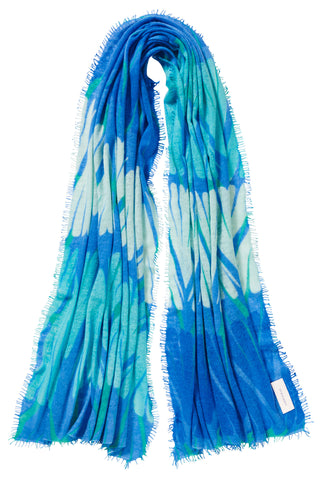 Kaschmirschal Maya Atlantikblau – bedruckt, 100 % Cashmere | PURSCHOEN