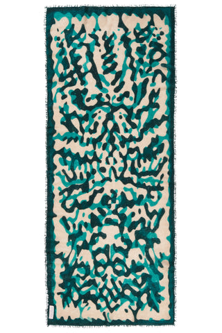 Kaschmirschal Kalahari Aquamarin Green Dark – bedruckt, 100 % Cashmere | PURSCHOEN