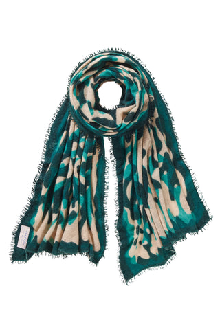 Kaschmirschal Kalahari Aquamarin Green Dark – bedruckt, 100 % Cashmere | PURSCHOEN