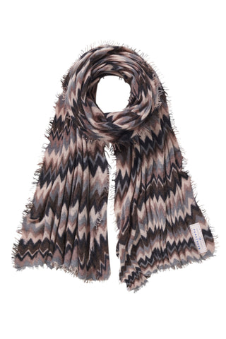 Kaschmirschal Chevron Black Coffee – bedruckt, 100 % Cashmere | PURSCHOEN
