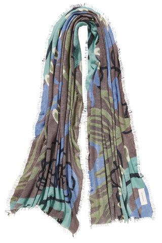 Kaschmirschal Underworld Nougat Dark Schilf – bedruckt, 100 % Cashmere | PURSCHOEN