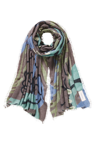 Kaschmirschal Underworld Nougat Dark Schilf – bedruckt, 100 % Cashmere | PURSCHOEN