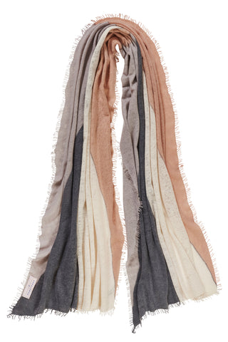 Kaschmirschal Harlequin Anthrazit Camel – Patchwork-Design, 100 % Cashmere | PURSCHOEN