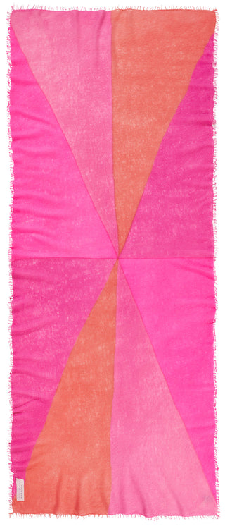 Kaschmirschal Harlequin Neon Pink Hummer – Patchwork-Design, 100 % Cashmere | PURSCHOEN