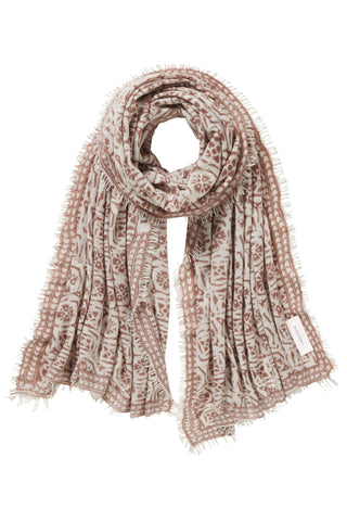 Kaschmirschal Kaleidoskop Eisblau Asphalt – bedruckt, 100 % Cashmere | PURSCHOEN