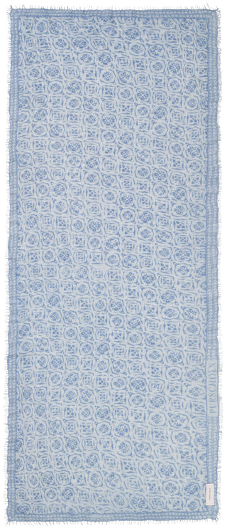 Kaschmirschal Kaleidoskop Puderblau Eisblau Dark – bedruckt, 100 % Cashmere | PURSCHOEN