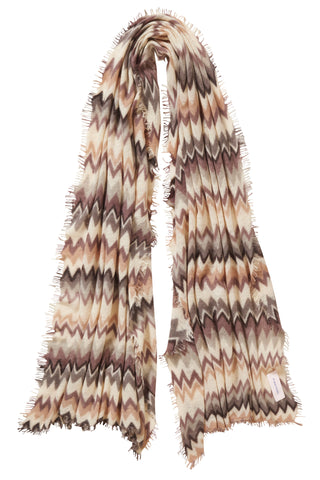 Kaschmirschal Chevron Coffee Spacegrey – bedruckt, 100 % Cashmere | PURSCHOEN
