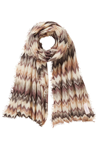 Kaschmirschal Chevron Coffee Spacegrey – bedruckt, 100 % Cashmere | PURSCHOEN