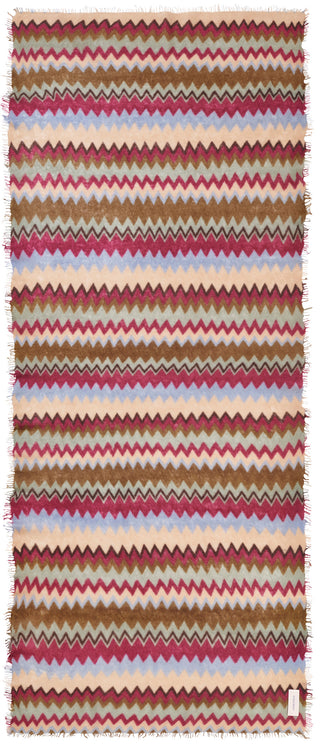 Kaschmirschal Chevron Oliv Beere – bedruckt, 100 % Cashmere | PURSCHOEN