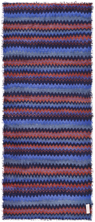 Kaschmirschal Chevron Navy Dark Atlantikblau – bedruckt, 100 % Cashmere | PURSCHOEN