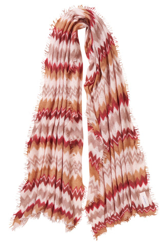 Kaschmirschal Chevron Camel Red – bedruckt, 100 % Cashmere | PURSCHOEN