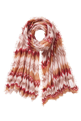 Kaschmirschal Chevron Camel Red – bedruckt, 100 % Cashmere | PURSCHOEN