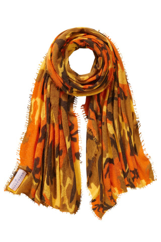 Kaschmirschal Camo Herbstrausch – bedruckt, 100 % Cashmere | PURSCHOEN