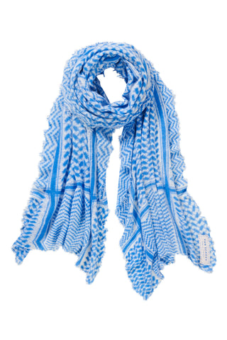 Kaschmirschal Pali Skyblue White – bedruckt, 100 % Cashmere | PURSCHOEN