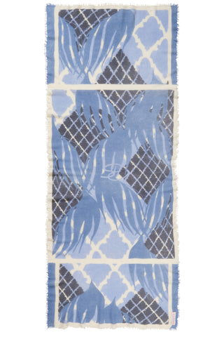 Kaschmirschal Feuervogel Eisblau Dark – bedruckt, 100 % Cashmere | PURSCHOEN