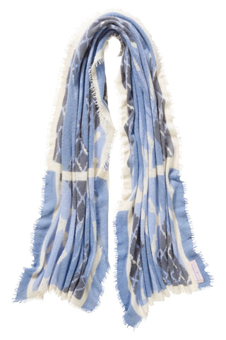 Kaschmirschal Feuervogel Eisblau Dark – bedruckt, 100 % Cashmere | PURSCHOEN