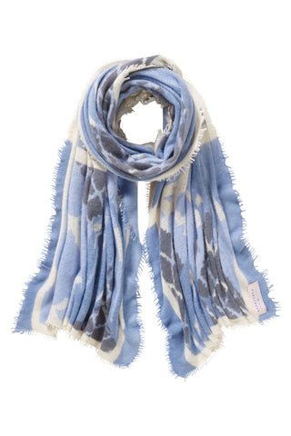 Kaschmirschal Feuervogel Eisblau Dark – bedruckt, 100 % Cashmere | PURSCHOEN
