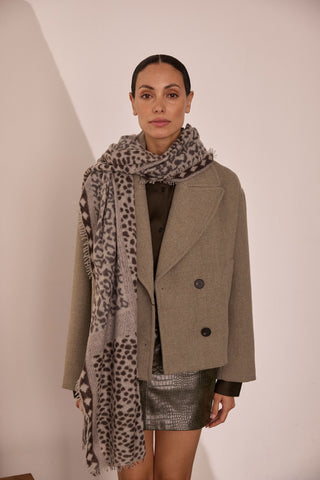 Kaschmirschal Savanne Multi Spacegrey – bedruckt, 100 % Cashmere | PURSCHOEN