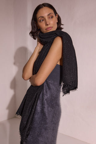 Kaschmirschal Galactic Stars Black – Lurex-Glanz, 100 % Cashmere | PURSCHOEN