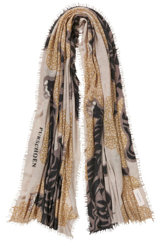 Kaschmirschal Bengal Tiger Nougat – bedruckt, 100 % Cashmere | PURSCHOEN
